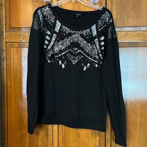 Express lightweight sweatshirt with sequin/bead detail